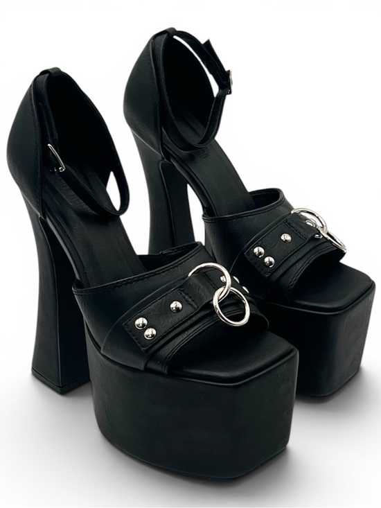Dolls Kill Shoes - Dolls Kill Current Mood Flawless Gossip Black Goth Punk Platform Chunky Heels 10